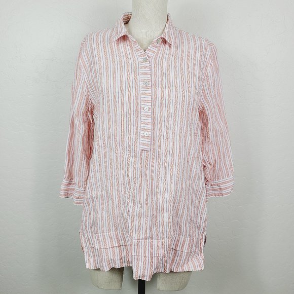 J. Jill Tops - J. Jill Love Linen Striped Button-Front Tunic Top